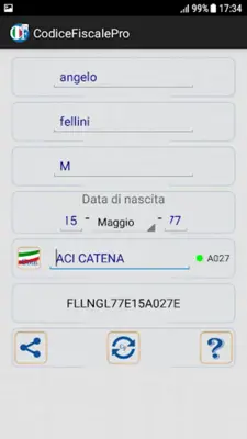 Generatore di codice fiscale android App screenshot 2